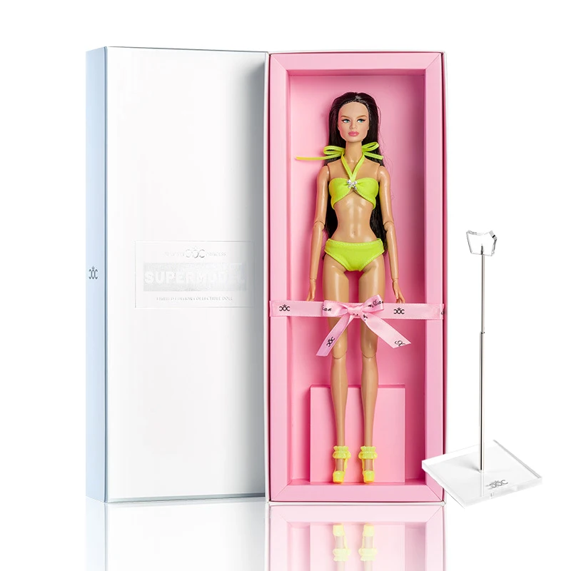 32cm Supermodel Doll With Clothes With Doll Holder Suit Fashion Swim suit Candy Color Princess Dress DIY Toys Collector Gift Box