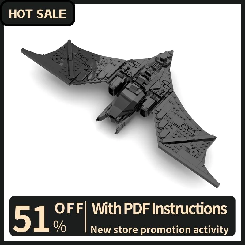 New Famous Bat Hero Movie Moc Modular Dark Aircraft Model Building Blocks Diy Creative Ideas Kids Toys Birthday Christmas Gift