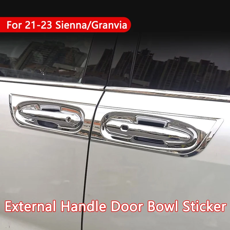 Car Door Handle Cover ABS Door Handle Bowl Decorative Sticker Trim Fits For Toyota Sienna Granvia 2021-2023 Exterior Accessories