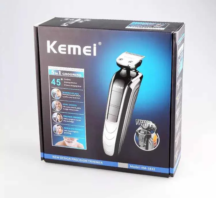 Kemei قابلة للشحن الكهربائية الشعر المقص KM-1832 5 في 1 الشعر المتقلب ماكينة حلاقة الأنف المتقلب الجسم المتقلب Rasuradora متعددة الوظائف