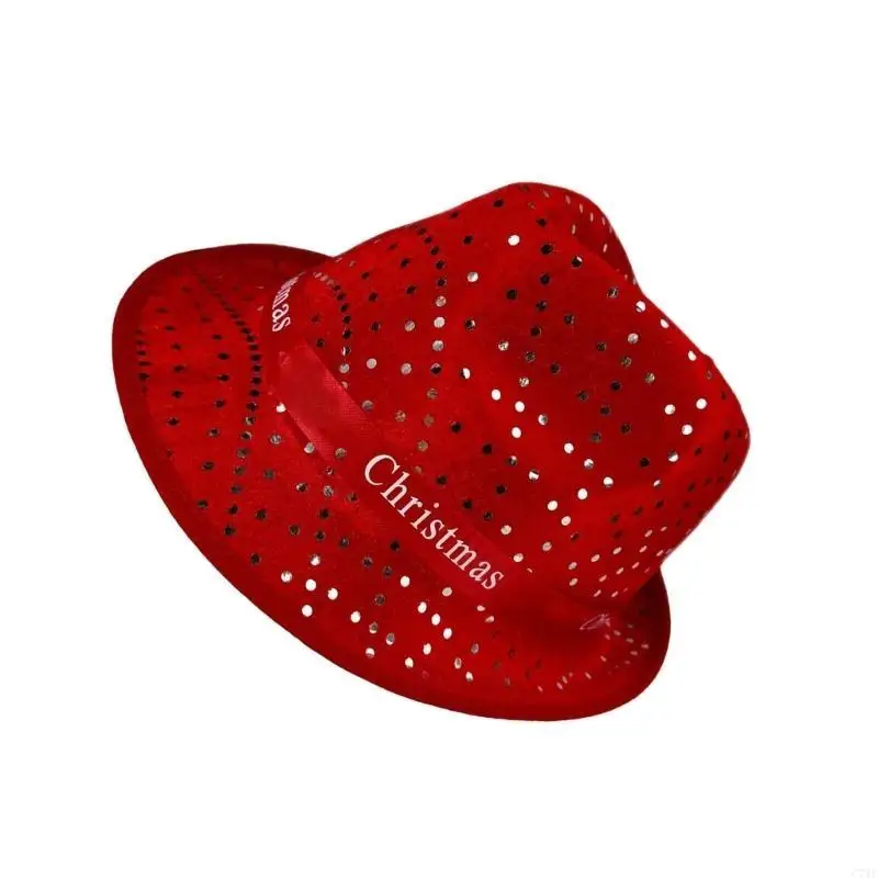 C71F عيد الميلاد أفضل قبعة للنساء الرجال عطلة الاحتفال متلألئ قبعة للجنسين قبعة حفلات مهرجان قبعات الدعائم زي قبعة