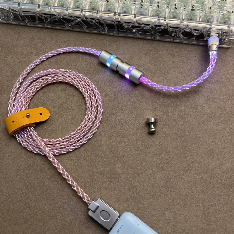 Magnetic Nail Induction RGB Gradient Switch Light Firefly Single Crystal Copper 8-strand Wire 8K Keyboard Mouse Data Cable