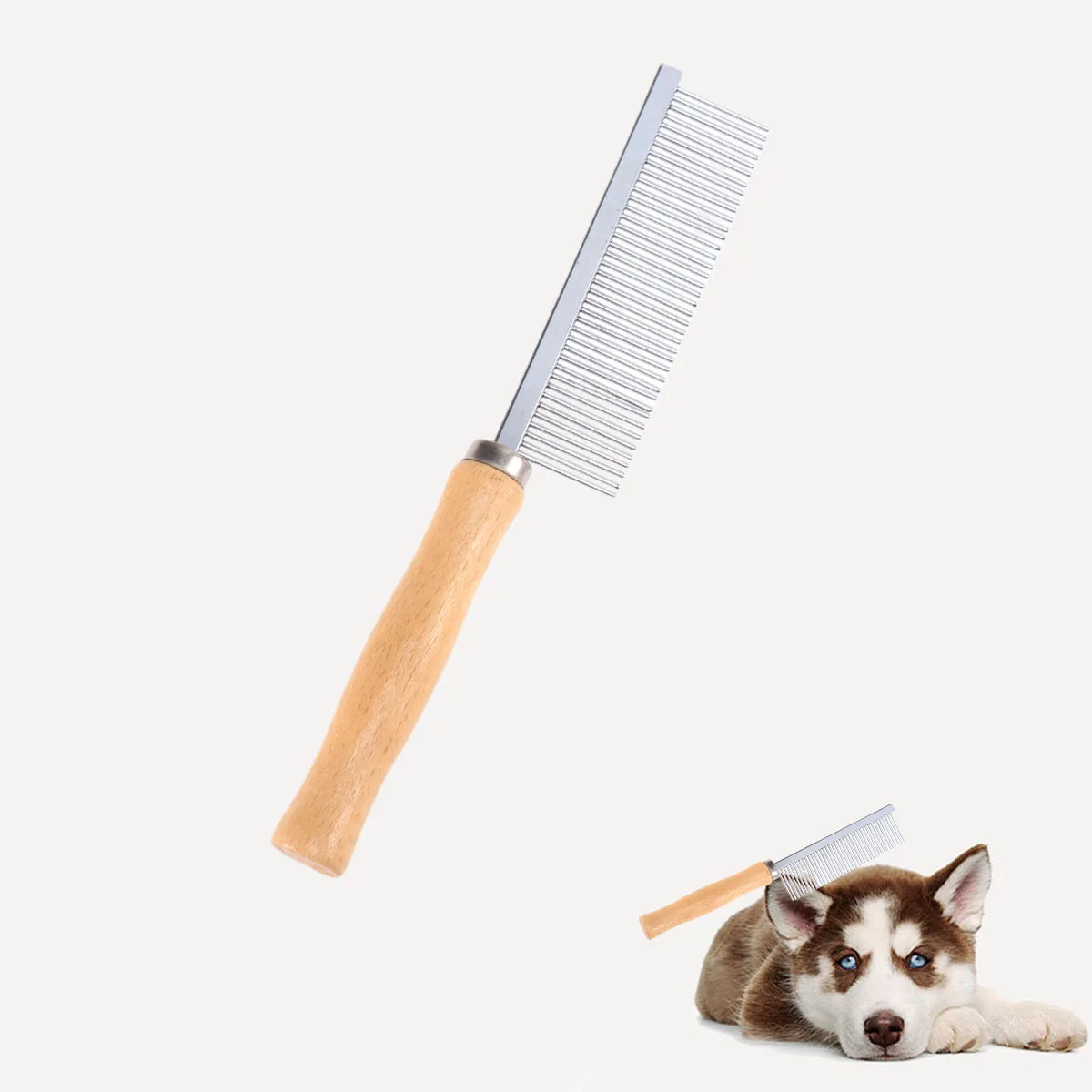 

2 Pcs Wooden Handle Needle Comb Deshedding Brush for Dogs Multi Functional Pet Grooming Pin Hair Vacuum Dematting