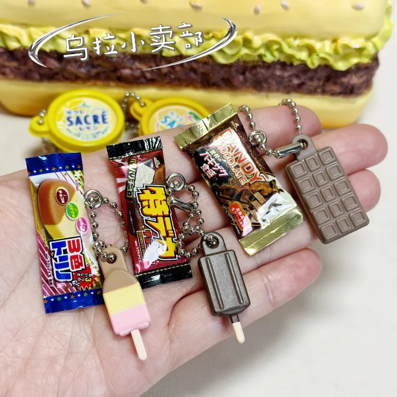 반다이 가샤폰 귀여운 카와이 캔디 장난감 피규어 애니메이션 미니어처 아이스크림 스낵 식품 키 체인 가방 펜던트 모델 캡슐 장난감 선물