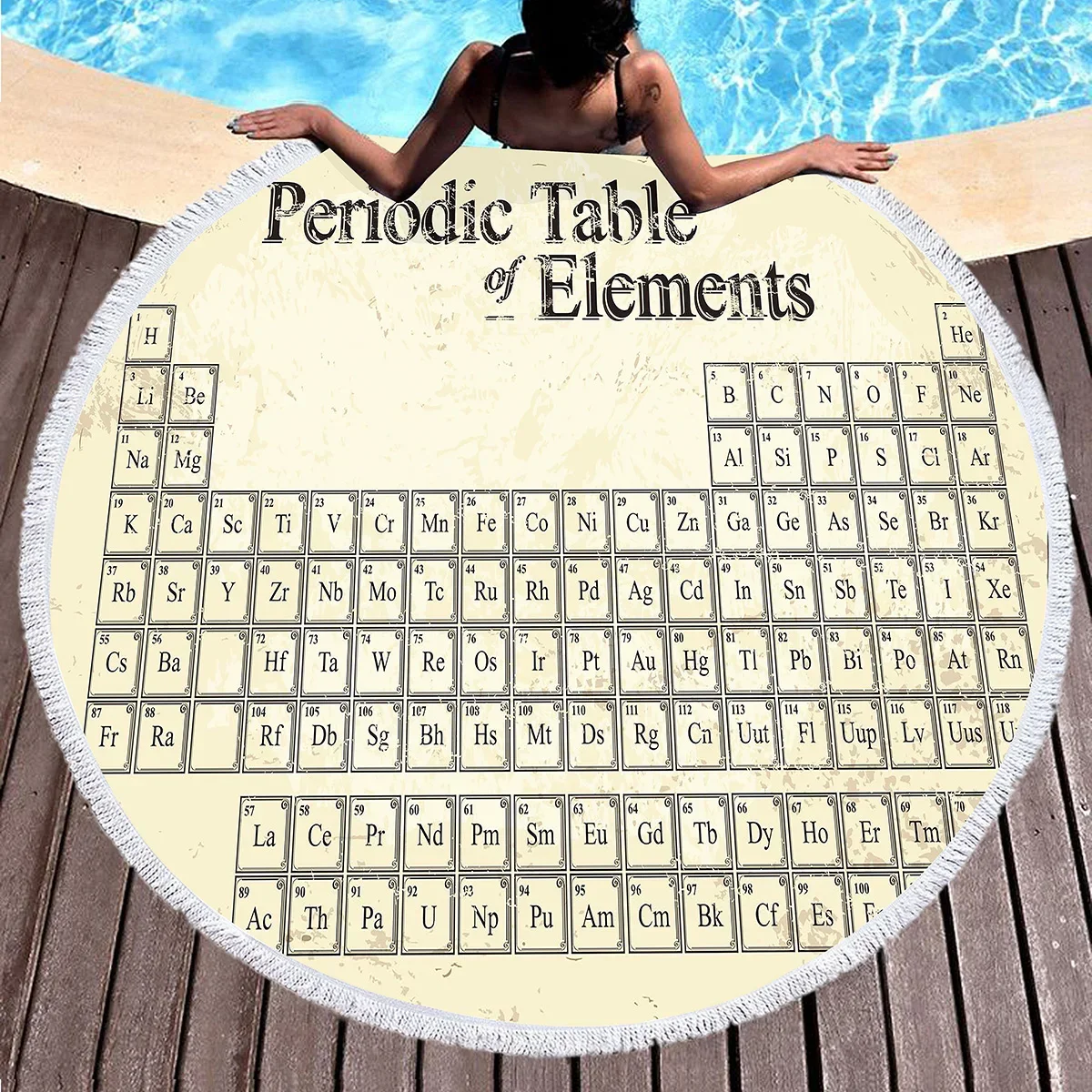 الجدول الدوري للعناصر منشفة الشاطئ المستديرة، بطانية الشاطئ ذات الطابع الكيميائي، مناشف حمام السباحة الماصة لعلوم الهندسة سريعة الجفاف #4