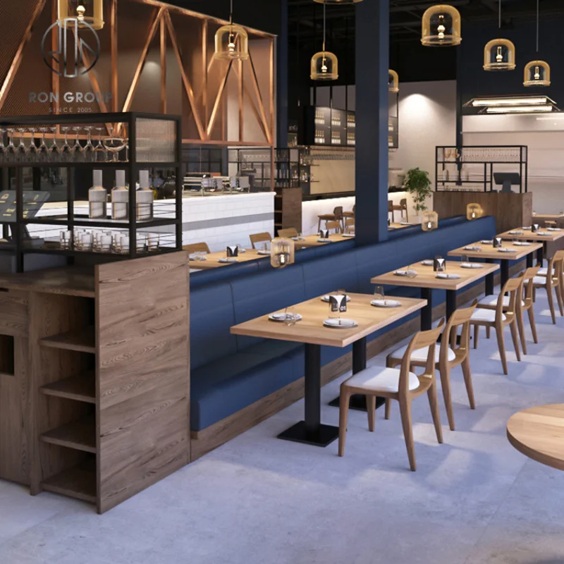 custom.Modern Luxury Hotel Coffee Tea Shop Cafe Leather Restaurant Sofa Furniture Booth Seating Table Chair Set Oak Wood S