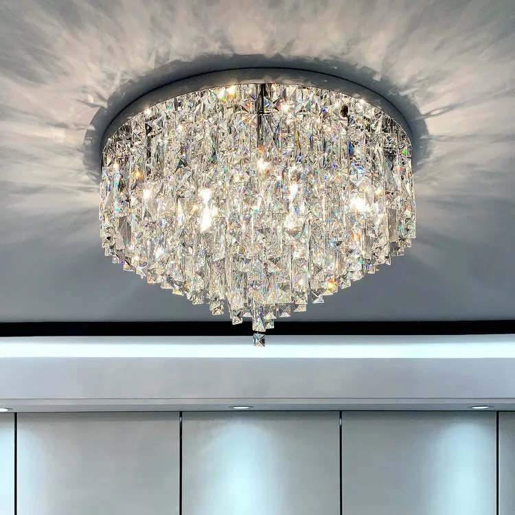 Light luxury crystal light circular ceiling light modern minimalist master bedroom room LED lighting fixtures