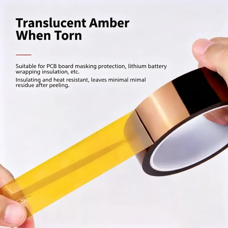 Kapton Double-Sided Tape, High Viscosity Traceless Insulation Adhesive Tape for High-Temp Solder Oven, PCB Solder Masking view 2
