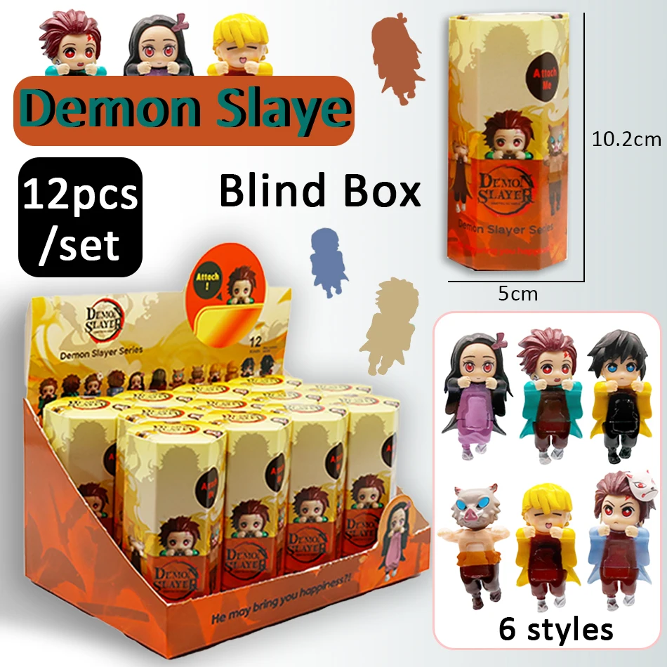 Anime Demon Slayer Serie Blind Box Auto Telefoon Decoratie Desktop Computer Scherm Cupido Hand Mode Speelpop Verjaardagscadeau