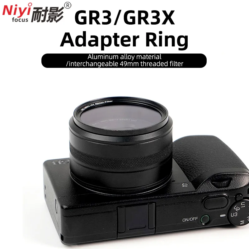 Aluminum Metal Lens Hood Filter Adapter Ring Lens Cap Combo 49mm Filter Lens Protector Kit for Ricoh GR II GR III GR IIIx GR IV
