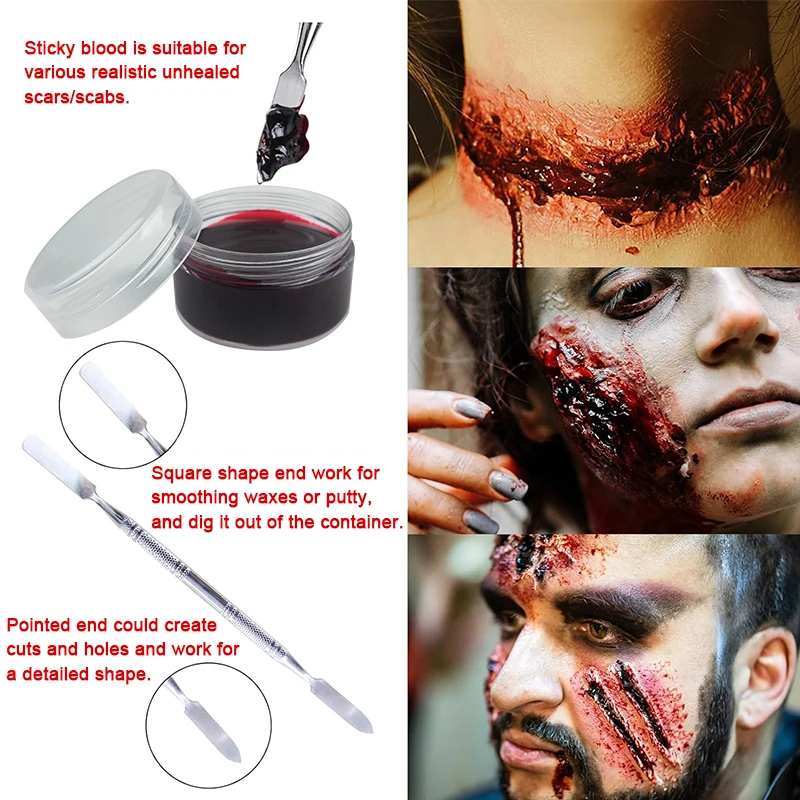 SFX Makeup Kit,12 Colors Face Body Oil Paint, Stage Special Effects, Halloween Wound Scar Wax, Makeup, Fake Rib Blood Spatula