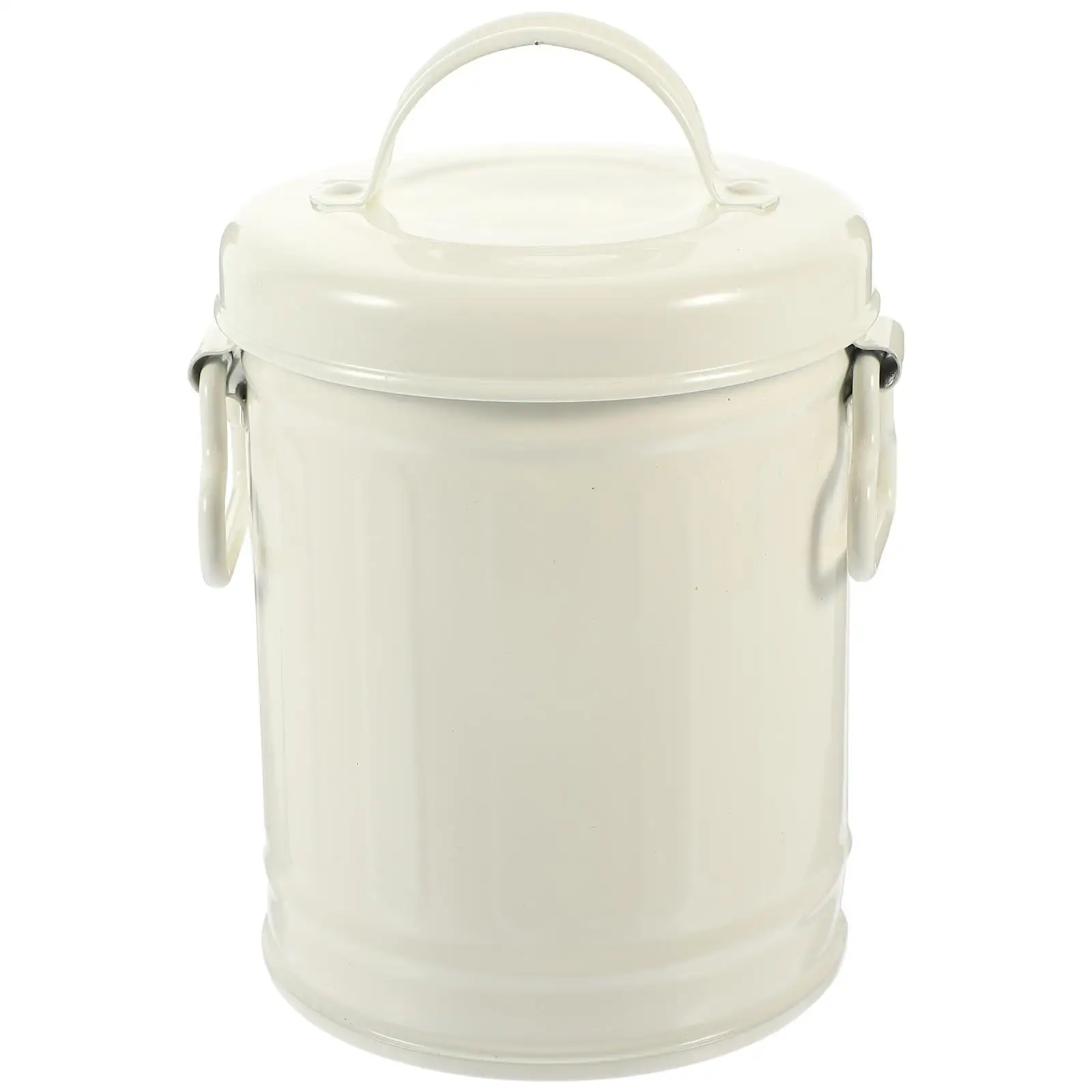 

Container Desktop Trash Can Office Garbage Galvanized with Lid Iron Metal Storage Bucket