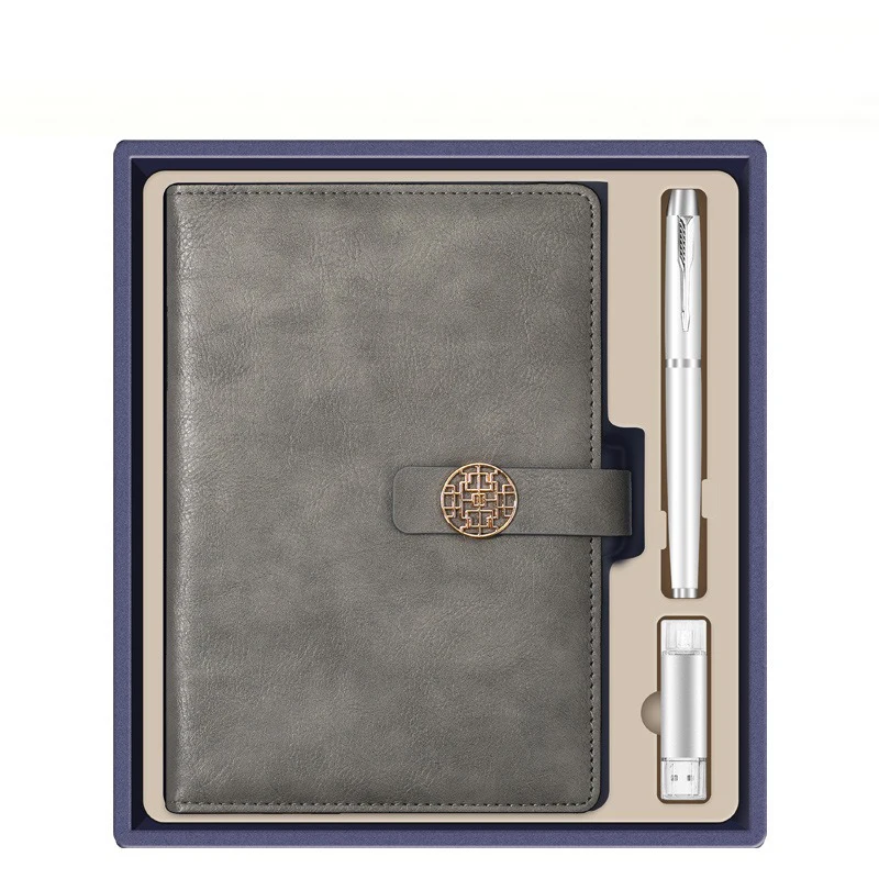 2025customized.PU Leather Style Notebook Box Business Meeting Record Exhibitions Souvenir with Custom Servic