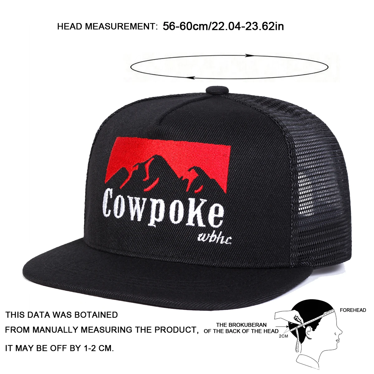 Cappelli a rete hip-hop con ricamo a lettera COWPOKE unisex Cappelli da baseball casual regolabili per esterni primavera estate Cappello per protezione solare