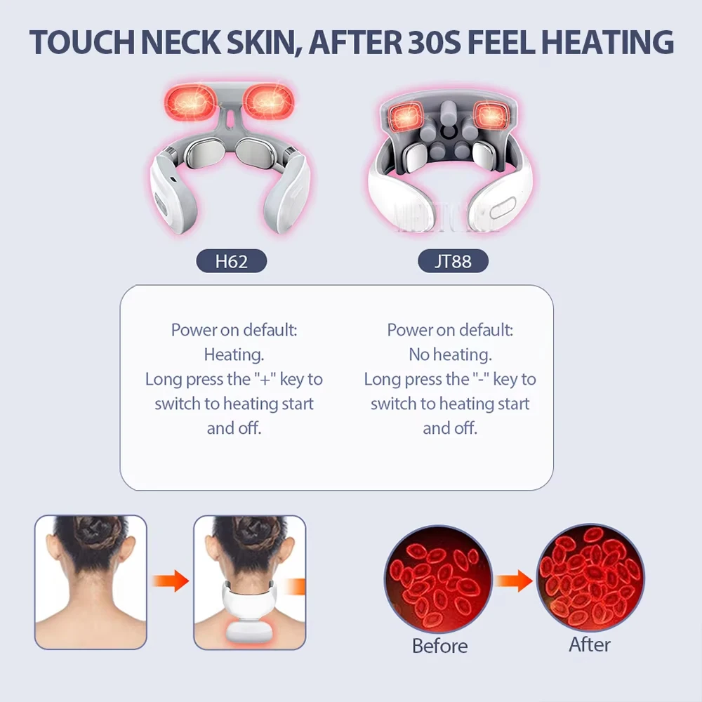Smart Back Neck Massager TENS Pulse Shoulder Neck Massage Cervical Heating Relieve Pain Muscle Body Care