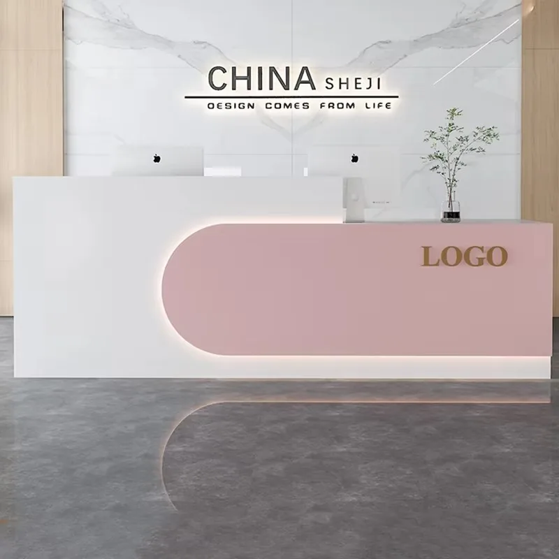 Mostrador de recepción Simple de belleza, mostrador de Bar de lujo de diseño profesional pequeño, escritorio de recepción central Vintage, muebles comerciales