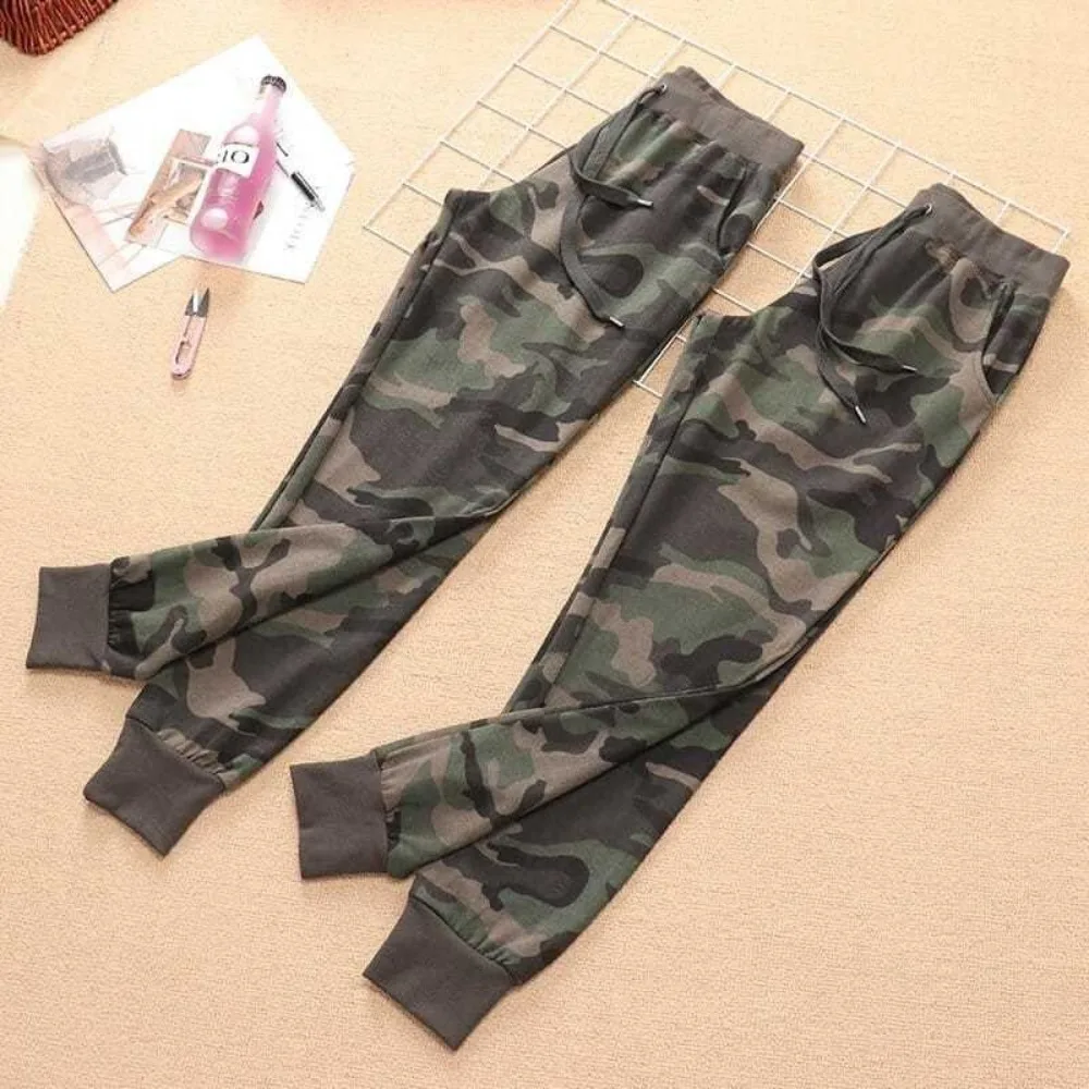 

Summer Winter Outdoor Luxury Camouflage Womens Casual Hiking Pants Loose High Waist Cotton Trousers Activities Sweatpants Female