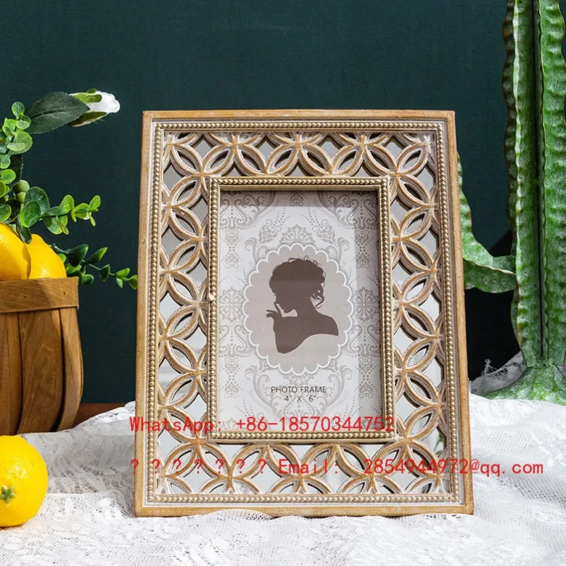 American Retro Mirror Photo Frame Ornament Simple European Neoclassical Personalized Decorative Photo Frame Table