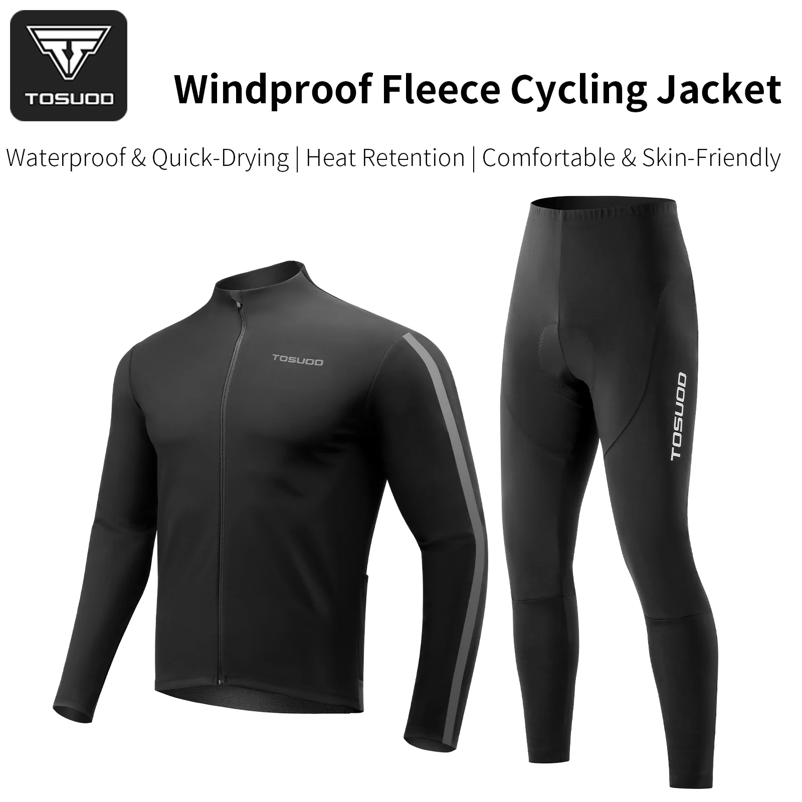 

TOSUOD велосипедный трикотаж, мужская зимняя теплая термофлисовая велосипедная куртка с длинными рукавами, комплект спортивных брюк, мягкая дышащая горячая одежда