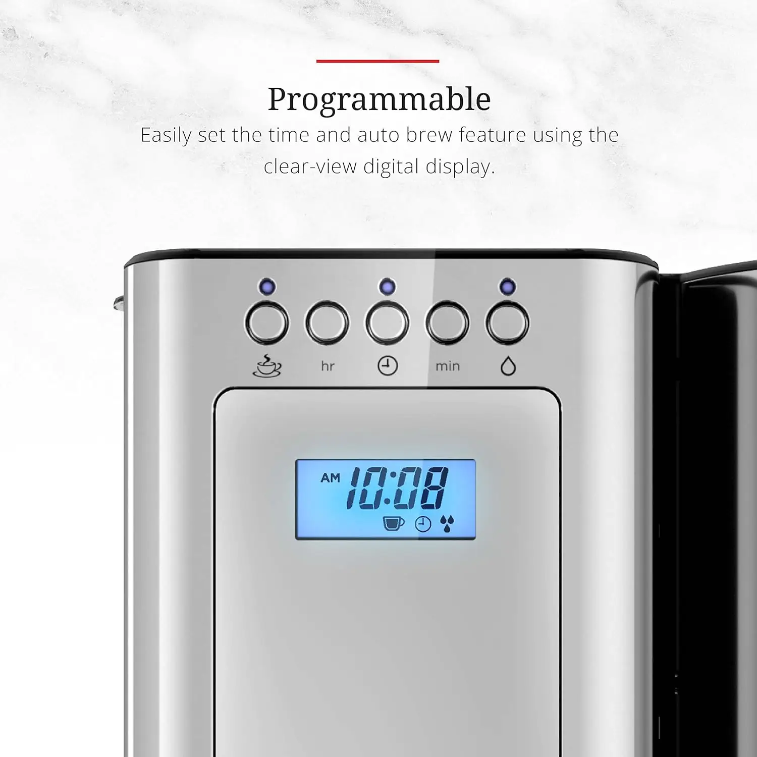 Glass シリーズ 8 カップ コーヒーメーカー、シルバー & ステンレススチール、CM8100GYR