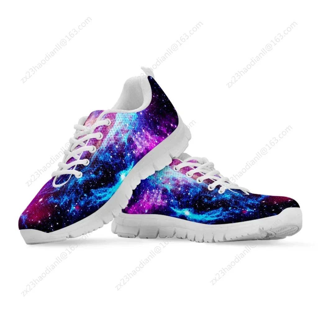 Pretty Galaxy 3D Printed Women Mesh Sneaker Light Comfortable Femme Flat Shoe Breathable AF Walk Footwear Lace Up