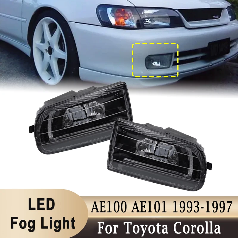 For Toyota Corolla AE100 AE101 1993-1997 Front Left & Right LED Fog Lights White DRL Daytime Running Light Driving Lamps