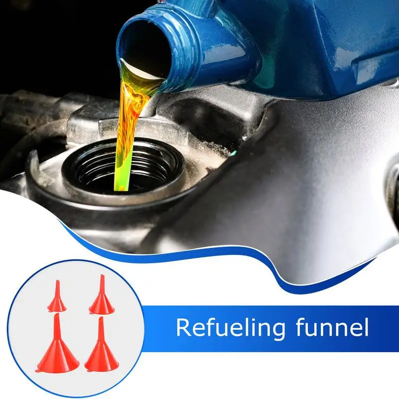 4 pezzi rosso imbuto cambio olio per automobile casa cucina imbuto auto olio imbuto strumento riutilizzabile olio motore imbuto per auto