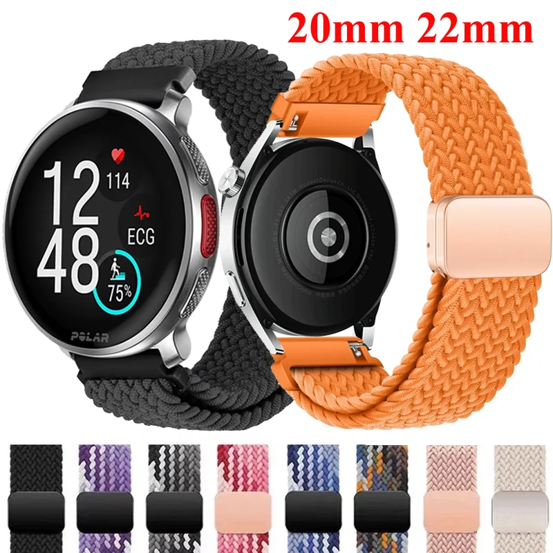 20mm 22mm Nylon Loop Strap For Polar Vantage M3 M2 V3 Sport Magnetic Braided Band For Polar Ignite 3 2/Grit X Pro/Pacer Unite 2