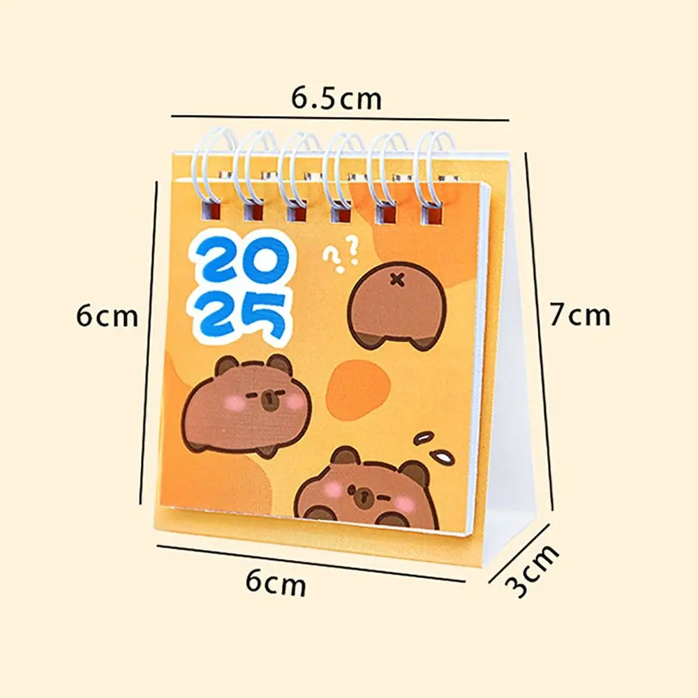 Bonito dos desenhos animados capivara 2025 calendário em pé flip mini calendário de mesa plano mensal casa