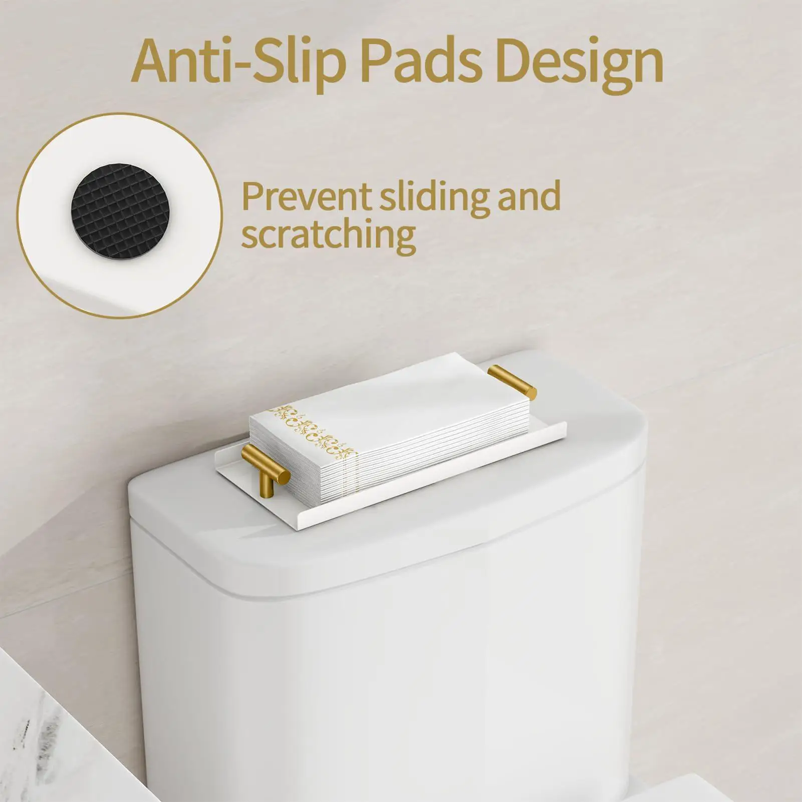 Servilletero para organización del baño con mango en T dorado, servilletero para invitados, baño, cocina, Bar, mesa de fiesta, tocador