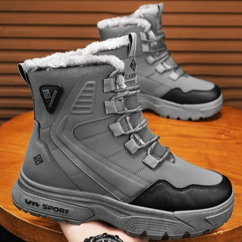 

New Warm Plush Snow Boots Men Casual High Top Men's Boots Waterproof Winter Boots Anti-Slip Ankle Boot Men Sneakers Moto Shoes