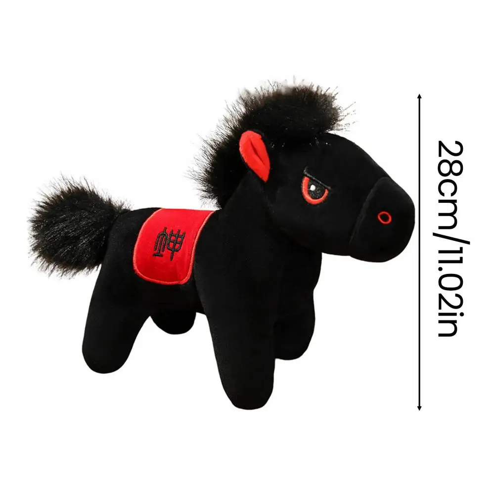 검은 말 플러시 장난감 말의 해 마스코트 행운 장식 부드러운 봉제 인형 홈 데코 자동차 장식