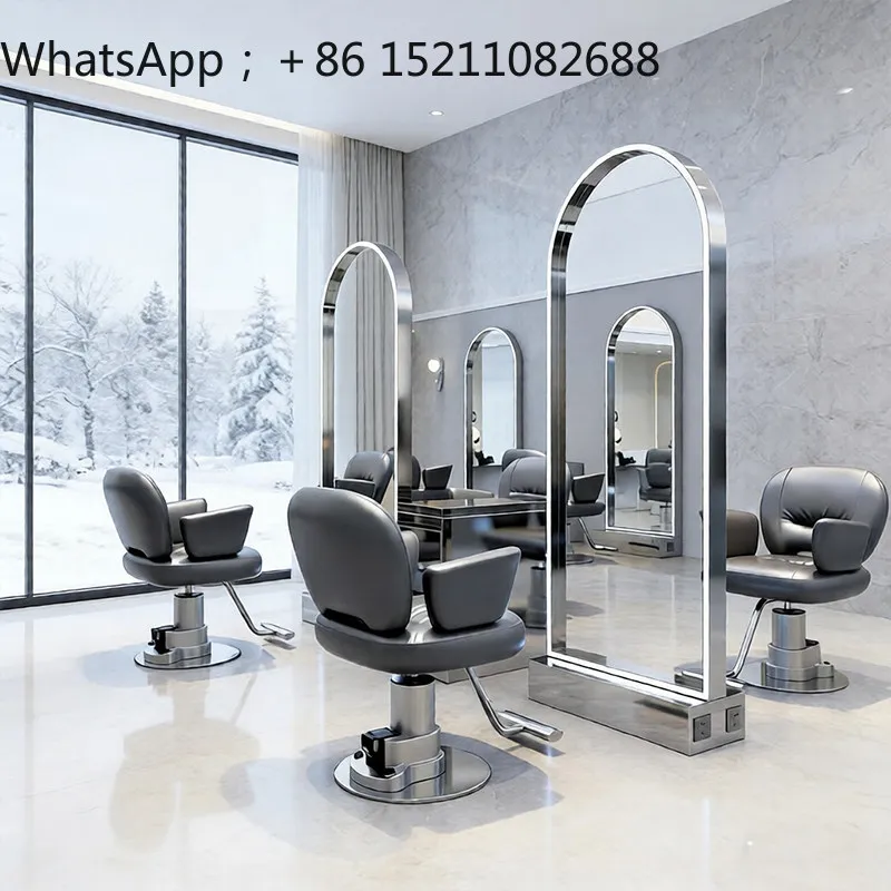 SCY barber shop mirror table, single and double-sided floor mirror, special hair cutting mirror for hair salon