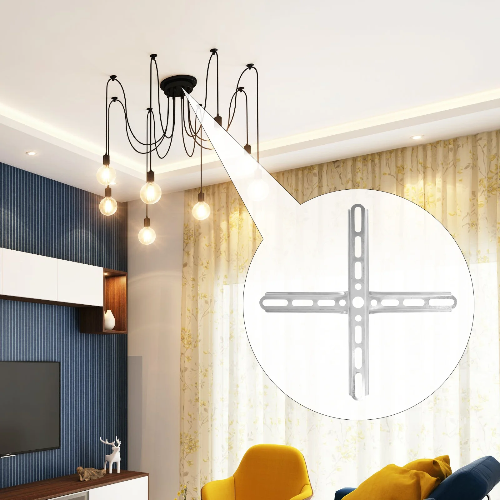 

2Sets Light Fixture Mounting Bracket Crossbar Design for Pendant Lamp Ceiling Chandelier Canopy Stable Installation Hardware