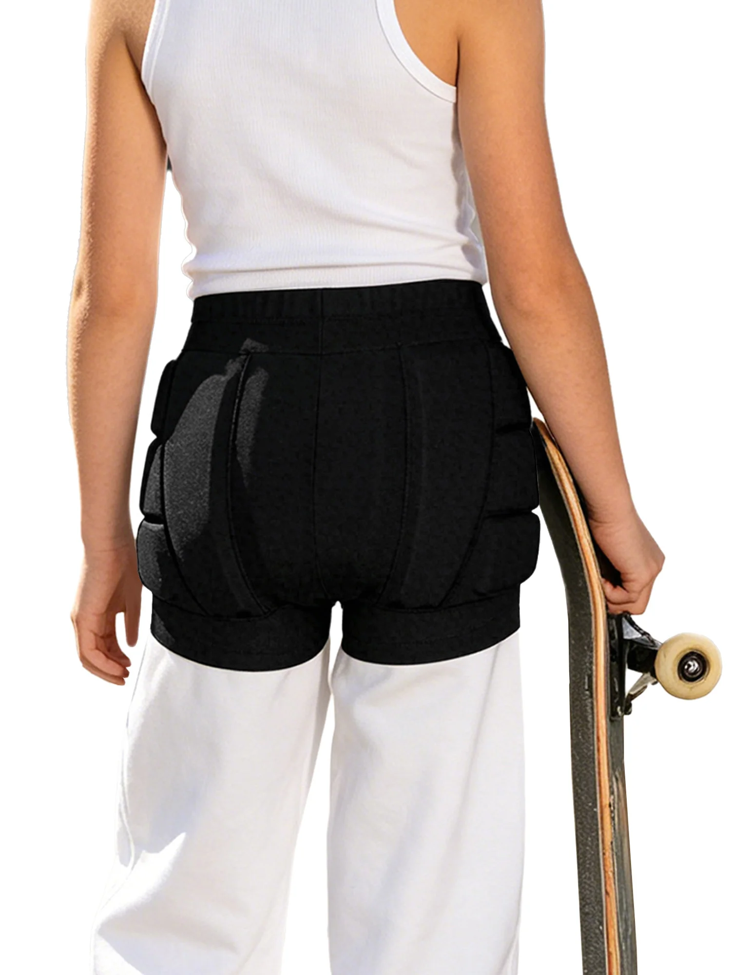 Girls Boys Butt Hip Padded Skateboarding Shorts Cutout Front Skating Snowboarding Short Pants Bottoms view 4