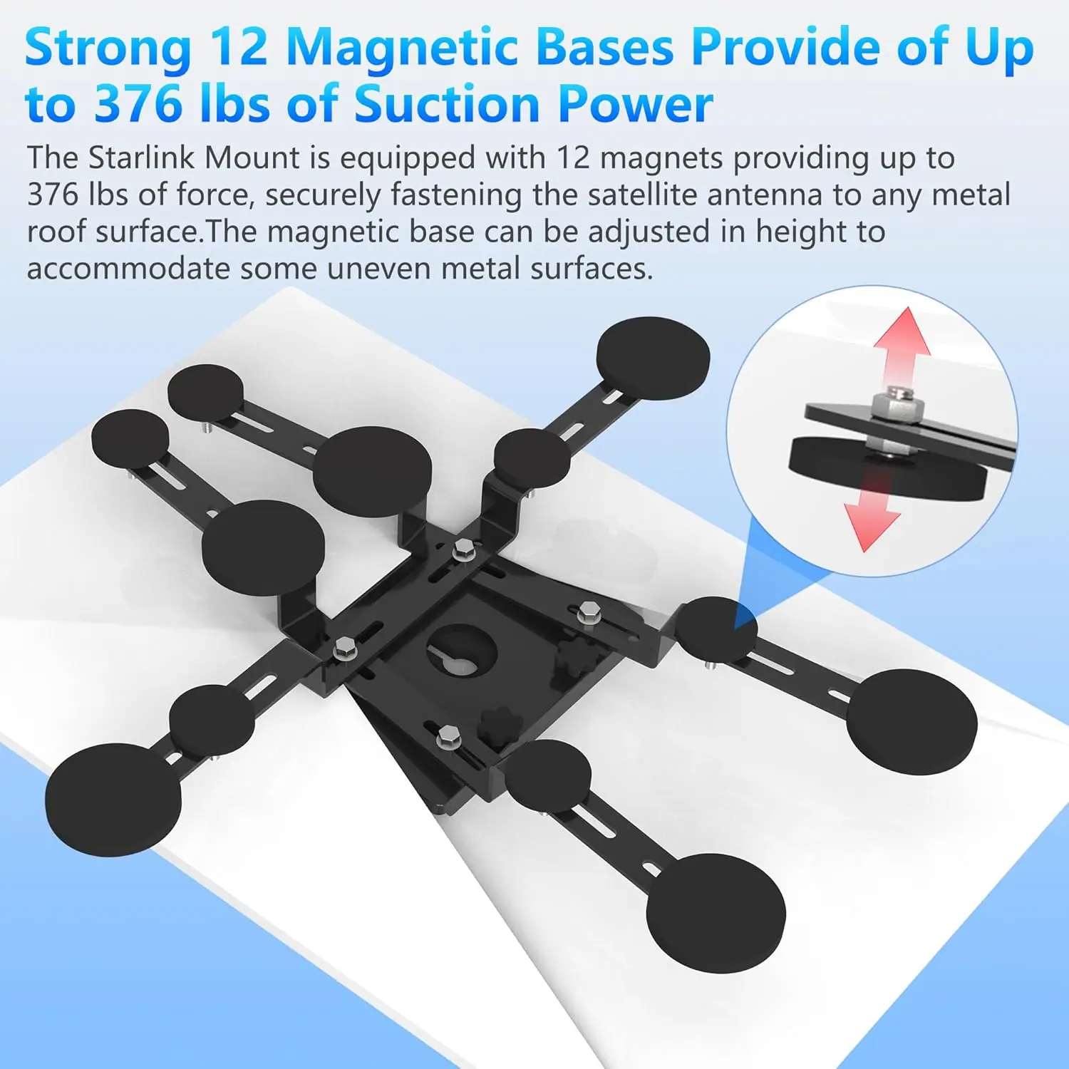 Starlink Gen 3 Magnetic Roof 12 Magnetic Bases Up to 376 lbs Suction Power Starlink Internet Satellite Mounting Kit Standard V3