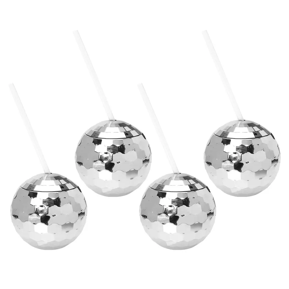 

4Sets Flash Disco Ball Cocktail Cups Large Serving Decorative Cups for Party Bar Use Large Serving Bowl Cocktail Cup