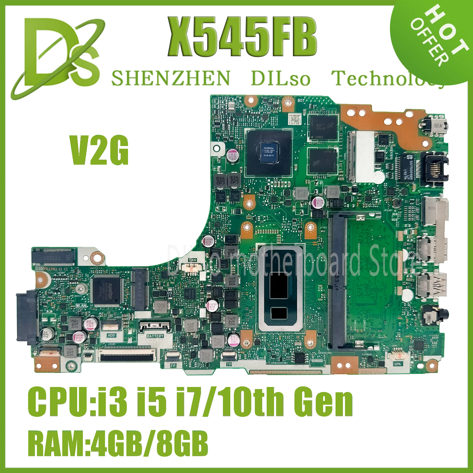 

KEFU X545FB MAINboard For ASUS Vivo Book R545FB X545FA X545FL Laptop Motherboard W/i7-10510 i5-10210 8GB-RAM V2G 100% Working