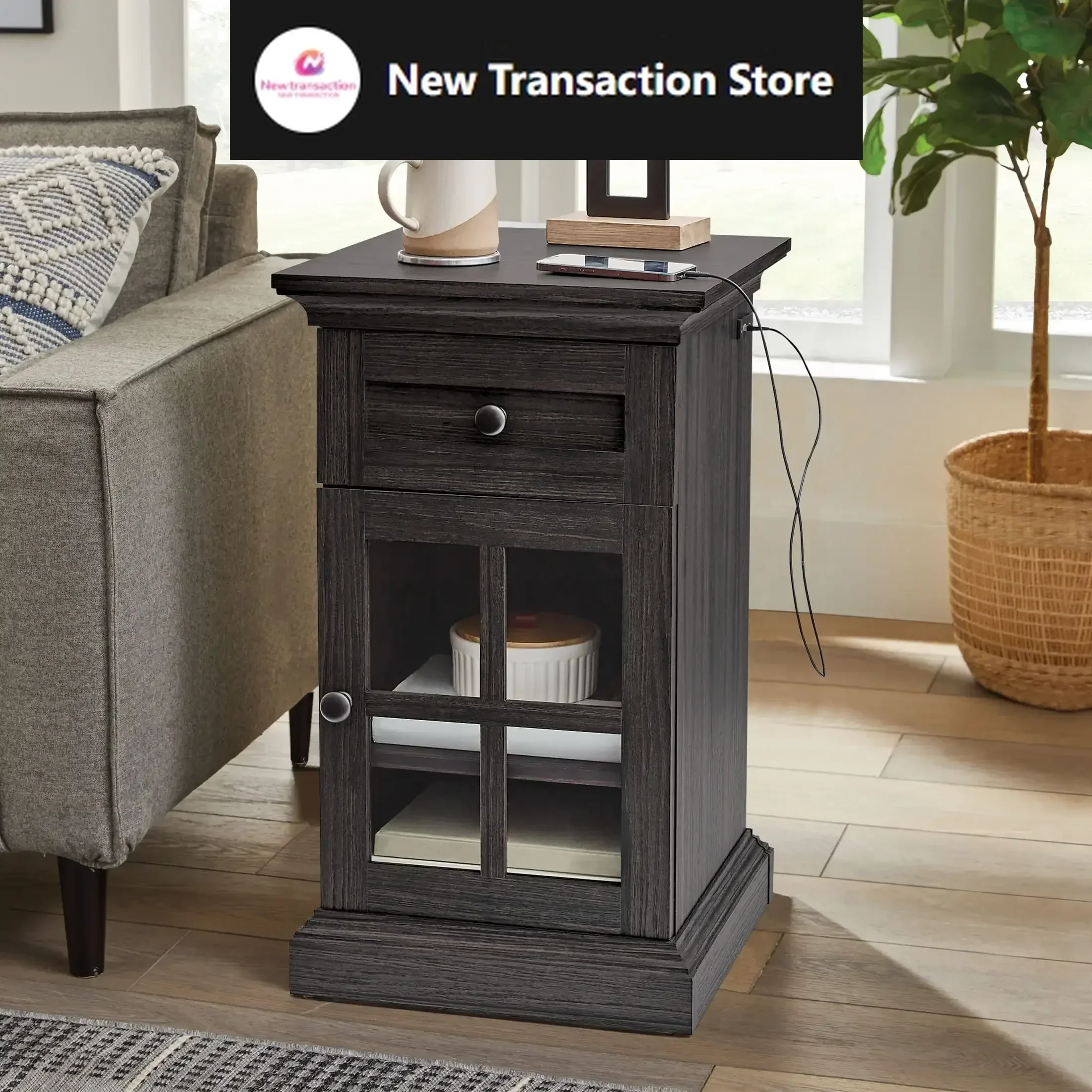 

Canton End Table with USB, Tobacco Oak Finish
