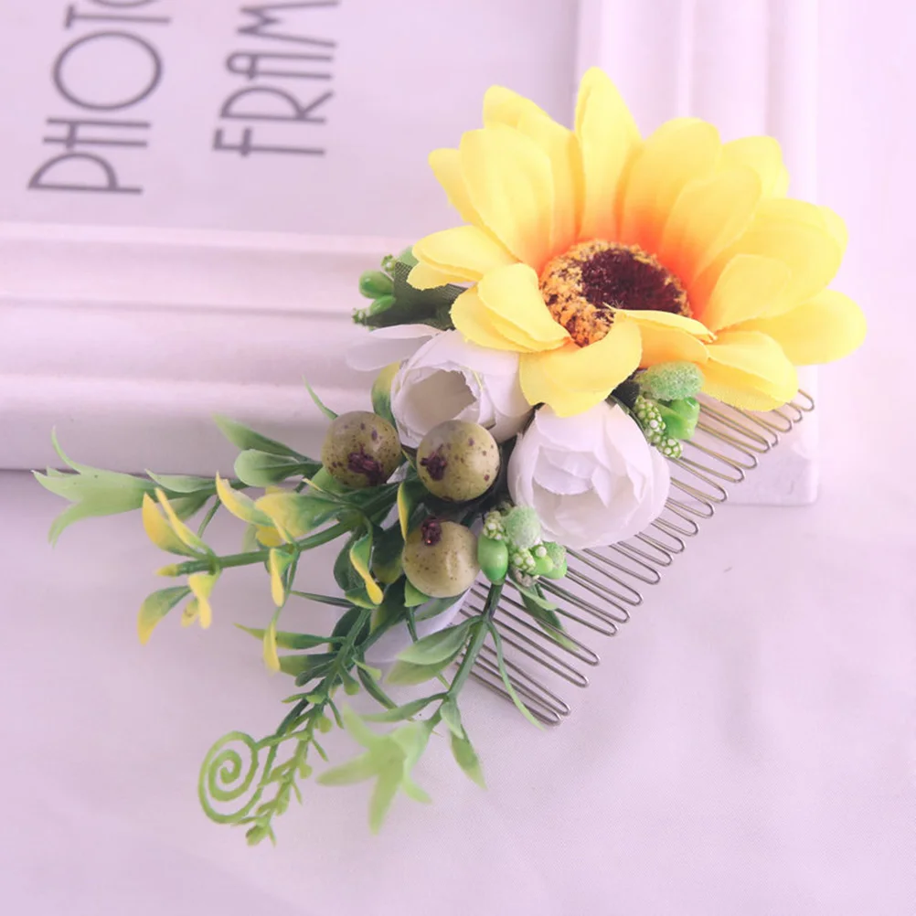 

2Pcs Sunflower Hair Comb Elegant Wedding Accessories Headdress Women Hairstyle Long Bridal Hair Accessories Lasting Use