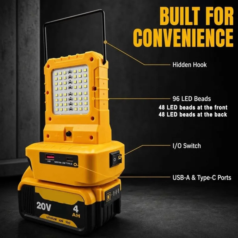 WCS-LED Outdoor Work Light For Lithium Battery Dual-Sided Hand Held Lantern Spotlight Camping Emergency Lighting