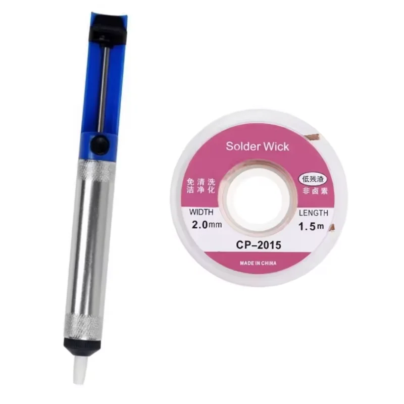 Aluminium Desoldering Suction Pump Tool Solder Sucker Suction Tin Pen Removal Device Blue Vacuum Soldering Iron Desolder view 5