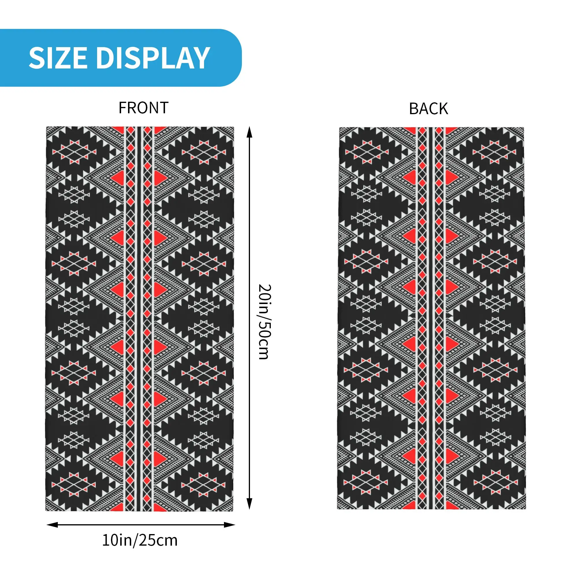 Kabyle Carpet Pattern Winter Headband Neck Warmer Women Men Ski Hunting Tube Scarf Amazigh Berber Symbol Face Bandana Gaiter