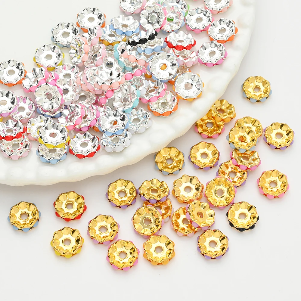5/20 Stück 12mm Acryl-Legierungs-Abstandsperlen in Bonbonfarben, gewellte Blumenperlen für DIY-Schmuckherstellung, Armbänder, Halsketten, Bastelarbeiten – Detail 4
