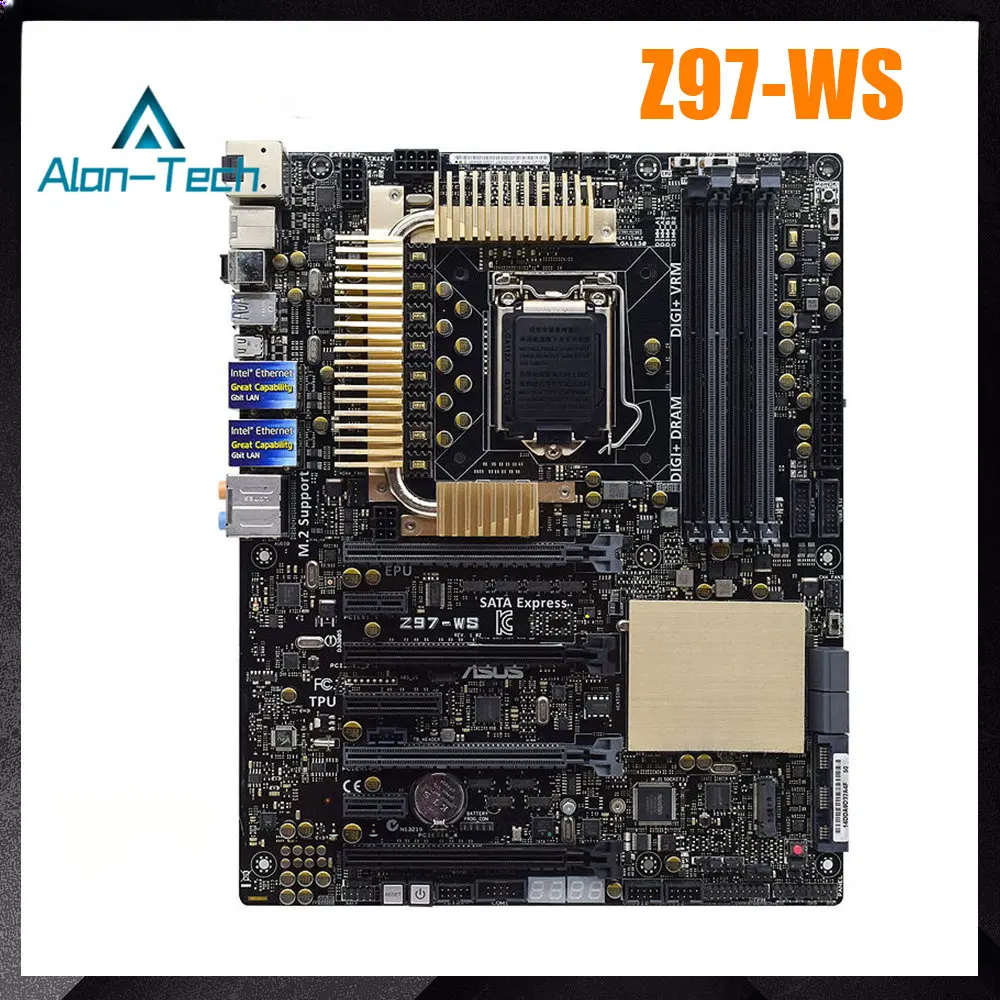 ASUS Z97-WS اللوحة الرئيسية 1150 عدة Xeon E3 1270 V3 كور i7 i5 i3 Cpus DDR3 32 جيجابايت 2133 ميجا هرتز إنتل Z97 HDMI M.2 USB3.0 4 × PCI-E 3.0 X16