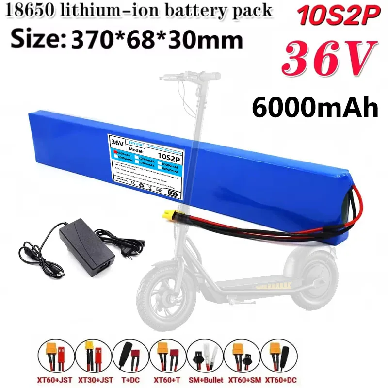 Batterie Rechargeable 36V 6Ah 10S2P 18650 Avec BMS, Adaptée Aux Pédales D'outils Électriques, Batterie 18650.