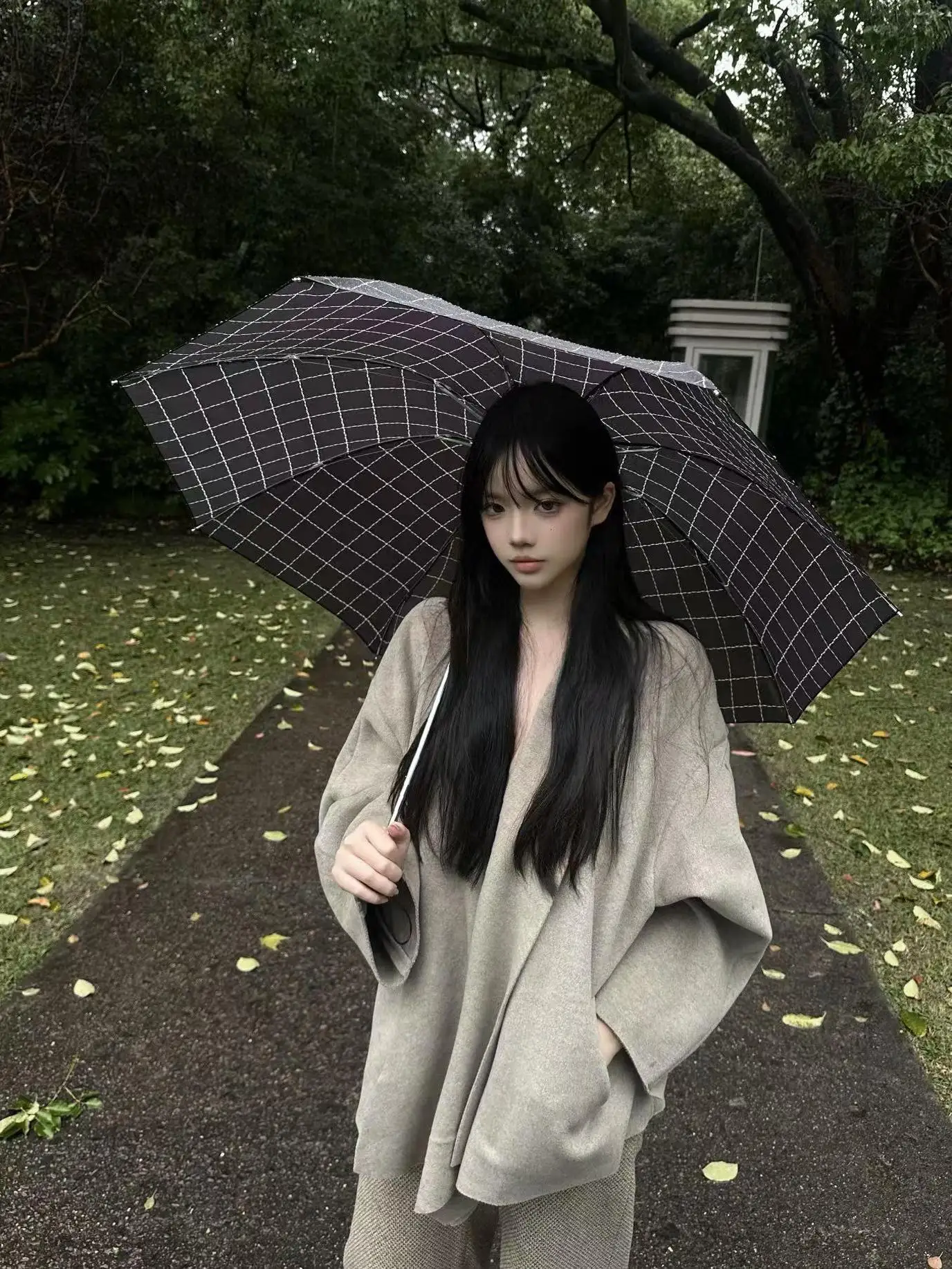 

Двустороннее шерстяное пальто Ele для женщин, свободный крой, осень-зима, с капюшоном, без застежки, кардиган, стильное, для повседневной носки, длинное