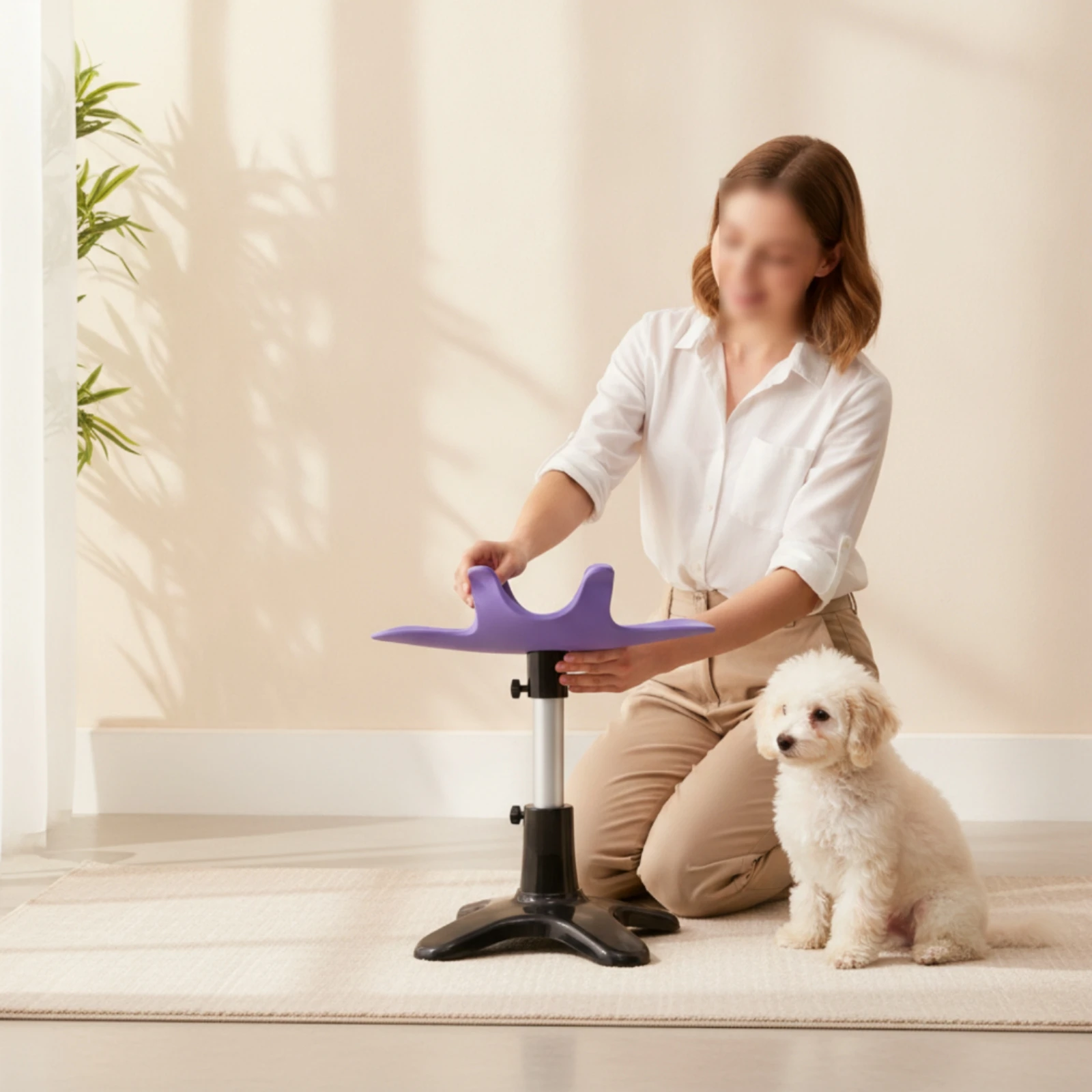 Dog Grooming Stand with Cradle Rotating Pet Grooming Restraint with Base Bathing Aid Stable Compact for Nail Trimming