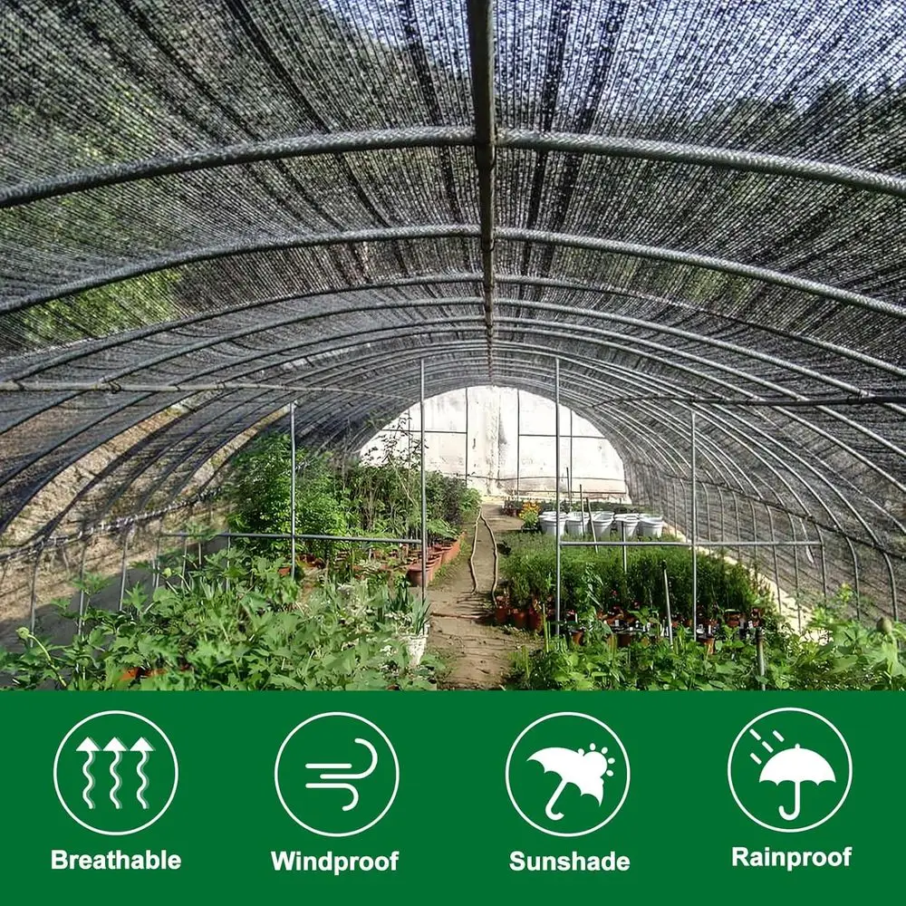 UV-Resistant 6x50ft Black Patio Shade Cloth with Grommets for Outdoor Plants, Garden, and Greenhouse Protection