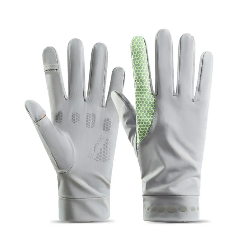 

Солнцезащитные перчатки из ледяного шелка, дышащие, нескользящие, солнцезащитные перчатки для верховой езды, анти-УФ-сенсорный экран, летние перчатки для вождения унисекс